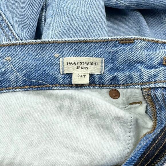 Madewell Jean Womens 24 Tall Blue Baggy Straight Leg Raw Slit Side Leg Hem - Picture 9 of 16